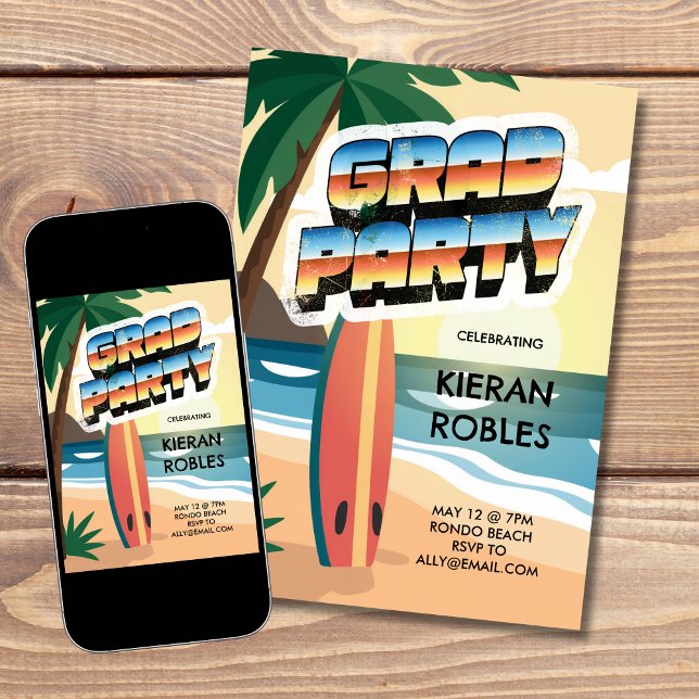 Surfparty för examen inbjudningar (Skapare uppladdad)
