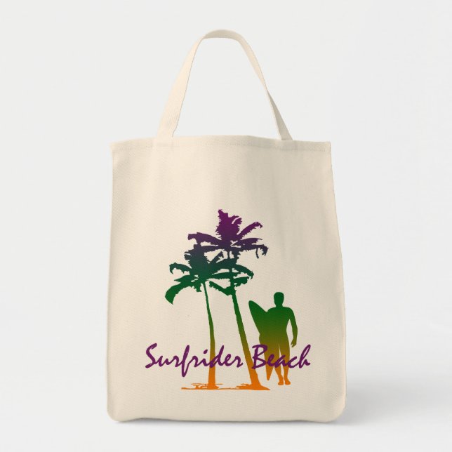 Surfrider Beach Hawaiian Handflatan Träd Blend Tygkasse (Framsidan)