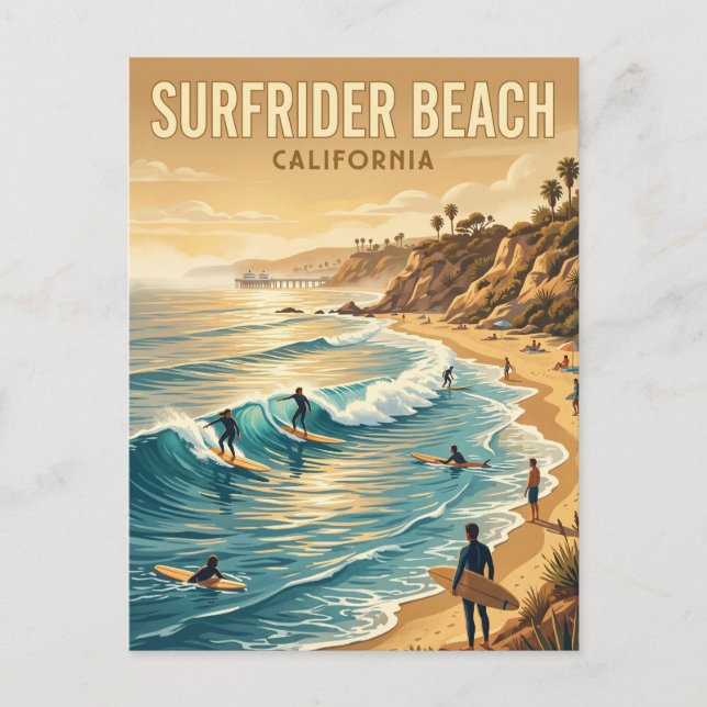 Surfrider Beach, Malibu Kalifornien Vykort (Framsida)