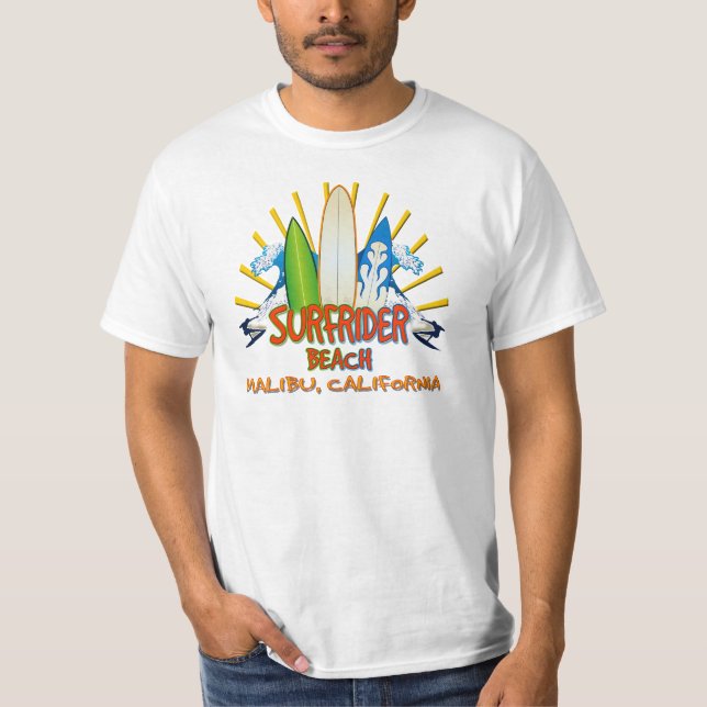 Surfrider strand, Malibu, Kalifornien Tee Shirt (Framsida)