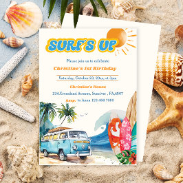 Surfs up Beach 1:a födelsedagsinbjudan Inbjudningar