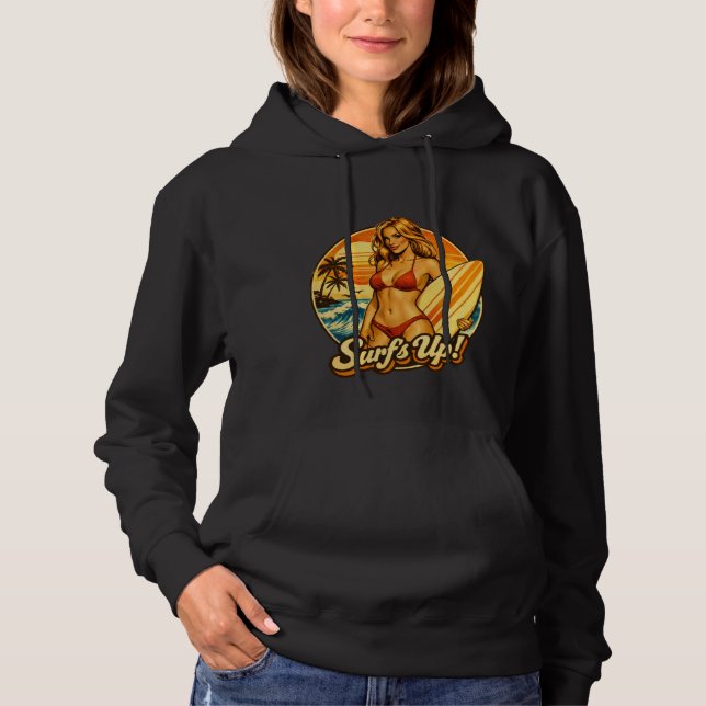 Surf's Up Bikini Pin-Up | Retro Surfbutik Grafik T Shirt (Framsida)