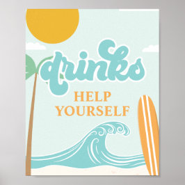 Surf's Up DRINK-skylt Beach Födelsedagsmat Affisch