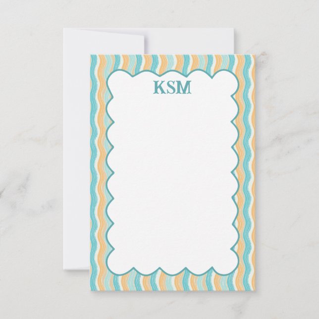 Surfs Up Personlig Monogram Stationery Tack Kort (Framsida)