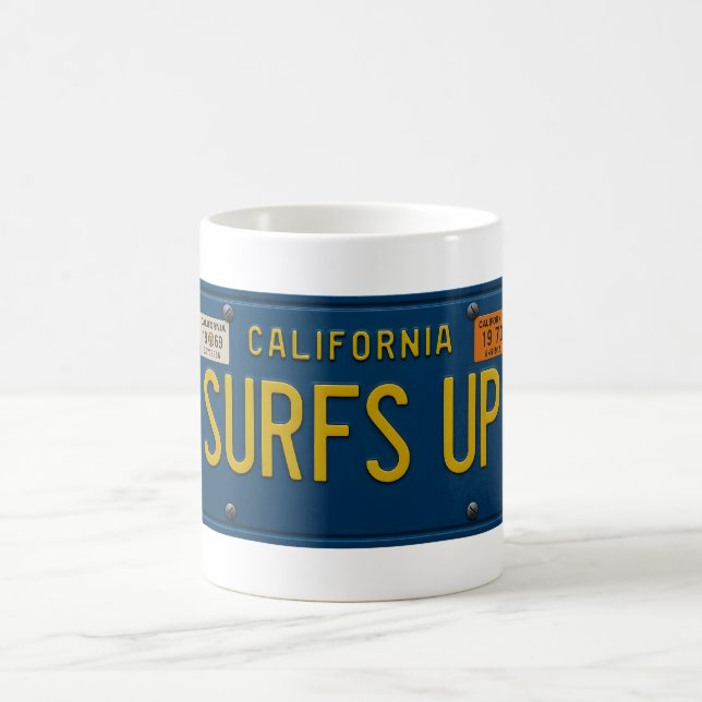 Surfs Up Retro 1969 California License Plate Surf Kaffemugg (Center)
