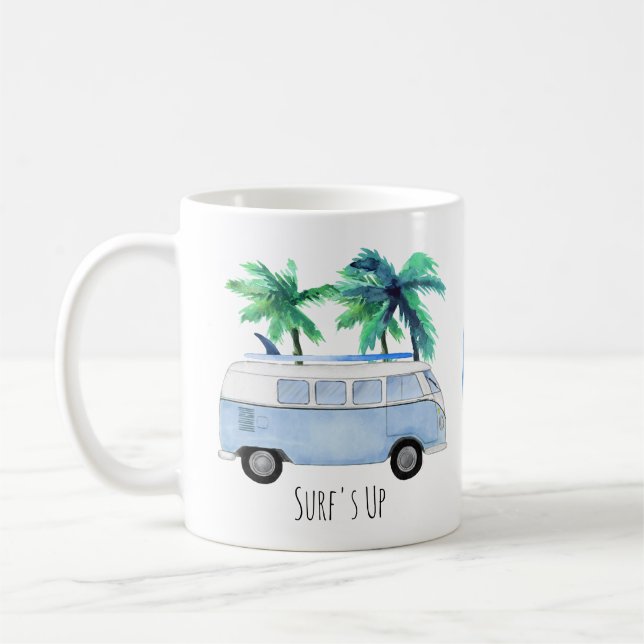 Surf's Up Retro Vintage Surfbrädor Kaffemugg (Vänster)
