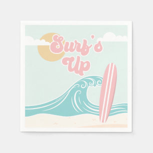 Surfs Up Rosa Strand Födelsedag Pappersservett