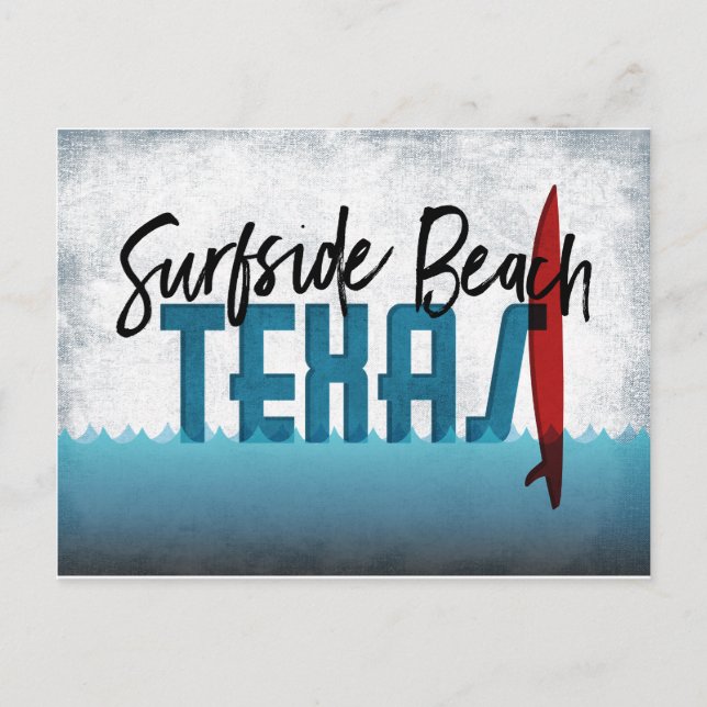 Surfside Beach Postcard Texas Surfboard Vykort (Framsida)