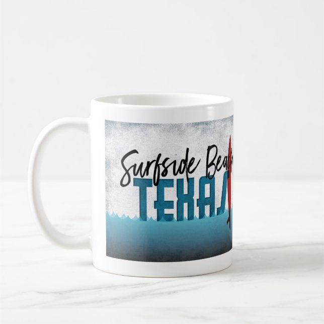 Surfside Beach Texas Surfboard Surfing Kaffemugg (Vänster)