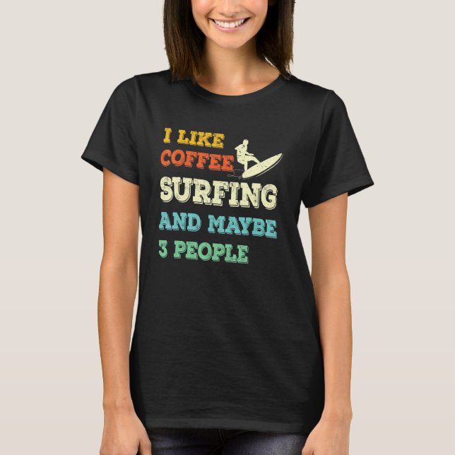Surfsommar - Surfer Beach Coffee Retro Art T Shirt (Framsida)