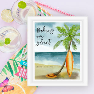 Surfstrand baby shower - Bebisar är söta Poster