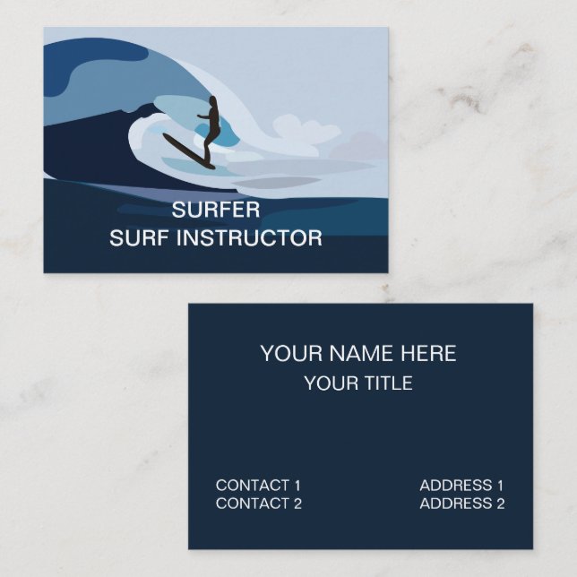 Surfstrand Surfing Surf Instruktör Visitkort (Fram/baksida)