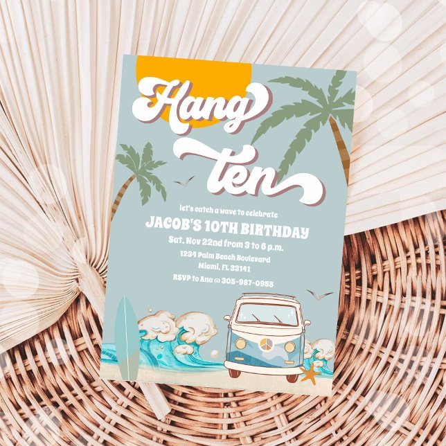 Surfstrands födelsedagsfestinivitation inbjudningar (Skapare uppladdad)