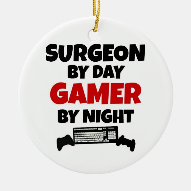 Surgeon by Day Gamer by Natt Julgransprydnad Keramik (Framsidan)