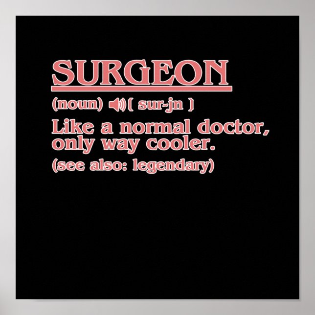 Surgeon Definition Surgery Medical Doctor Neurolog Poster (Framsidan)