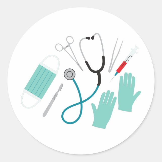 Surgeon Equipment Runt Klistermärke (Framsida)