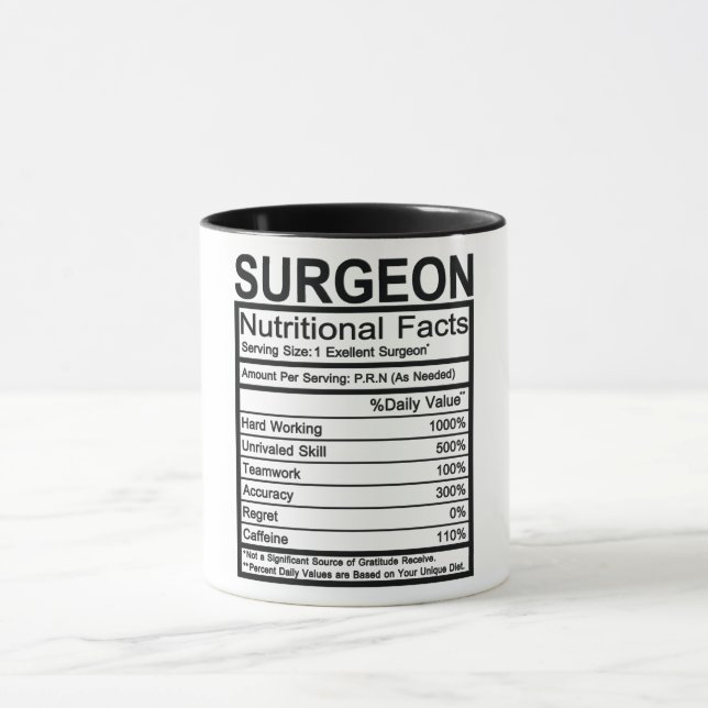 Surgeon Nutritional Facts Mugg (Center)