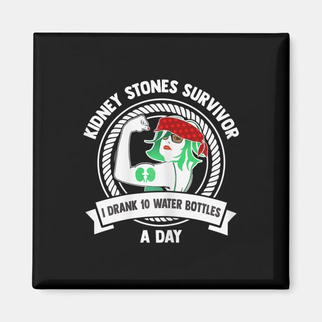 Surgery Gift - Flexing Woman Kidney Stones Survivo Magnet (Framsidan)