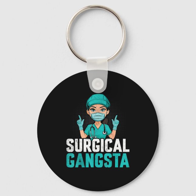 Surgical Gangsta Surgical Tech Technologist Scrub  Nyckelring (Framsida)