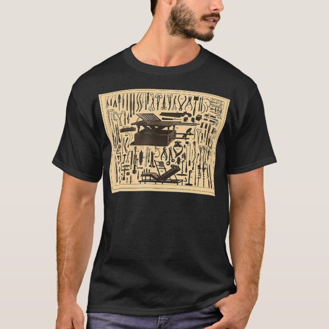 Surgical Instruments Vintage Diagram  T Shirt (Framsida)