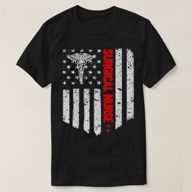 Surgical Nurse American Flagga RN Registered Nurse T Shirt (Design framsida)