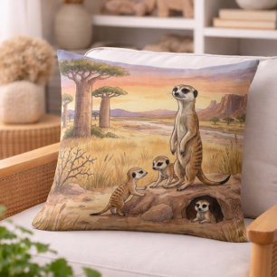 Surikat Mama och ungar Safari Djur Kudde
