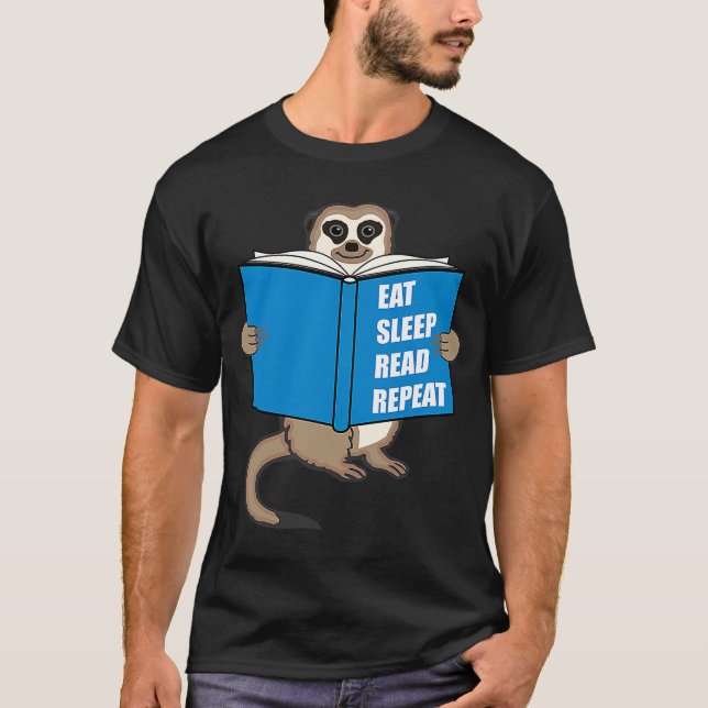 Surikat med bok Läsning Hobby T Shirt (Framsida)
