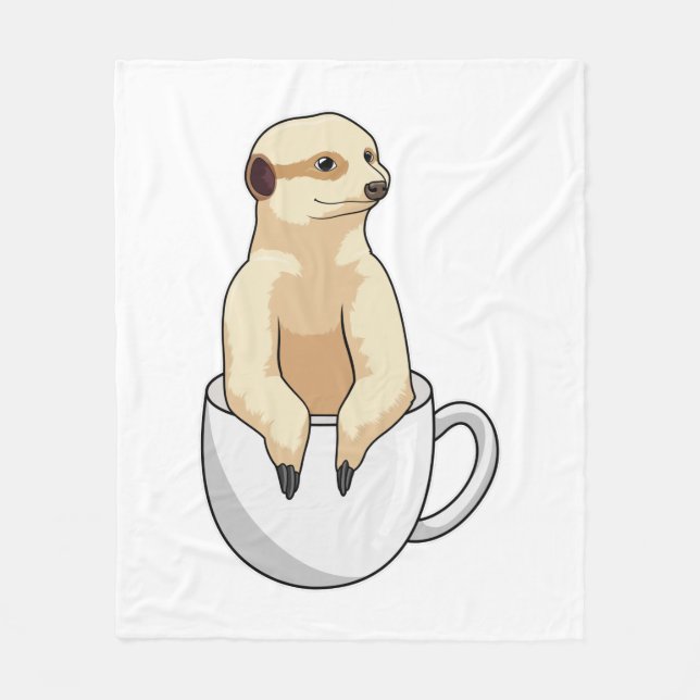Surikat med kopp kaffe fleecefilt (Framsidan)