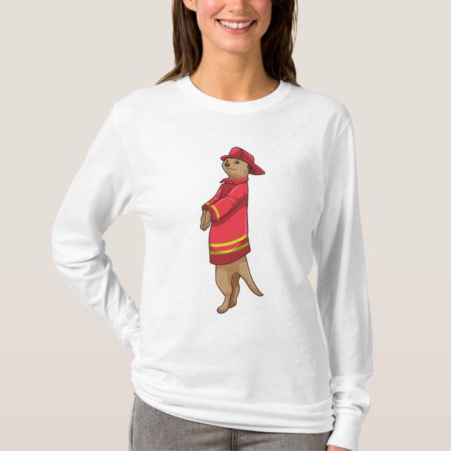 Surikat som brandman med hjälm t shirt (Framsida)