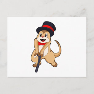 Surikat som pensionär med käpp vykort