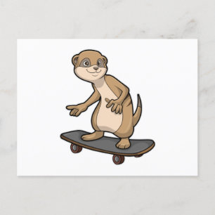 Surikat som Skridskoåkare med Skateboard Vykort