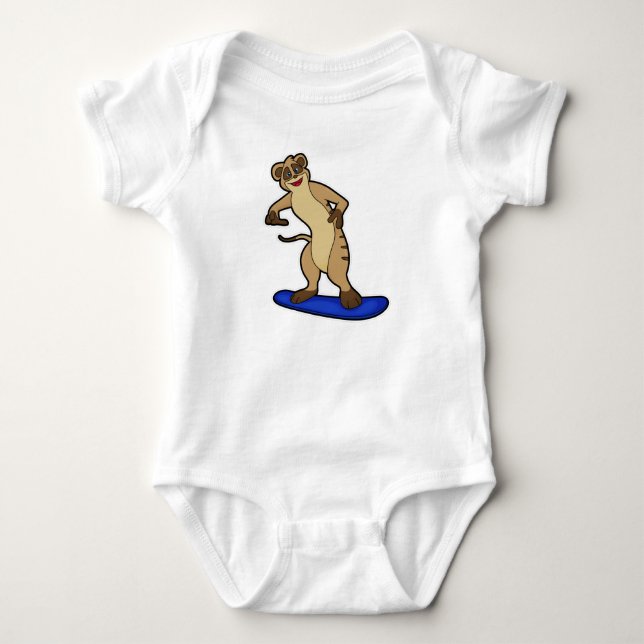 Surikat som snowboardåkare med snowboard t shirt (Framsida)