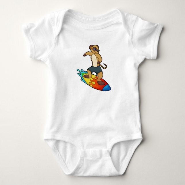 Surikat som surfare med surfbräda t shirt (Framsida)