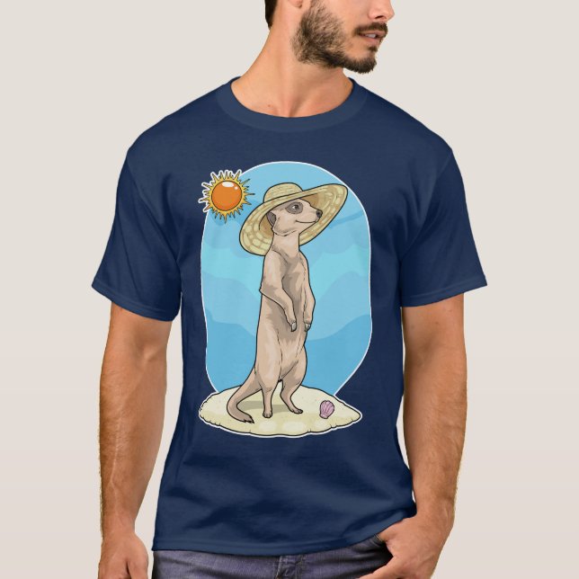 Surikat Strand Halmhatt Sommar T Shirt (Framsida)
