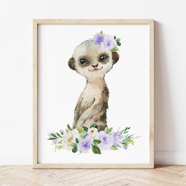 Surikater, Safari, Lila Blommor, Könsneutral Poster