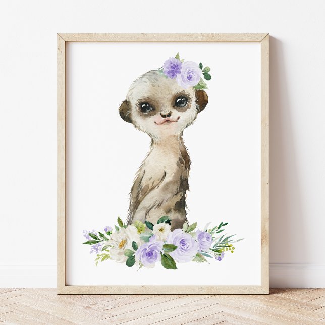 Surikater, Safari, Lila Blommor, Könsneutral Poster (Skapare uppladdad)