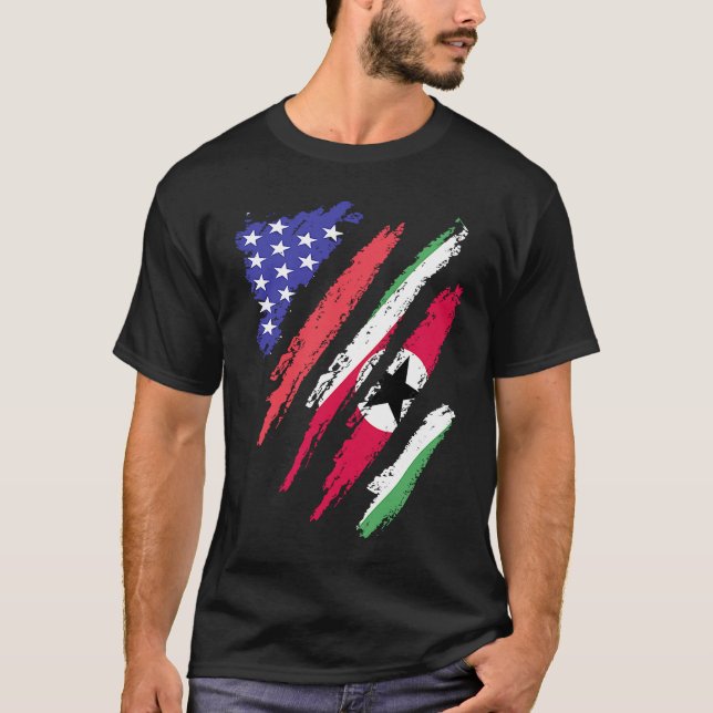 Surinam American Patriot Grown Heart Flagga Rand T Shirt (Framsida)