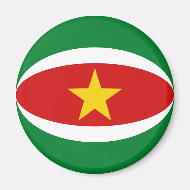 Surinam Fisheye Flagga Magnet (Framsidan)
