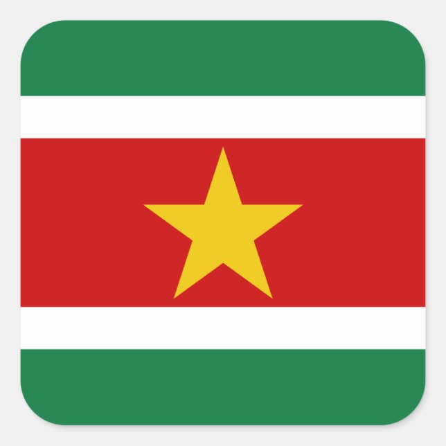 Surinam Flagga Fyrkantigt Klistermärke (Framsida)