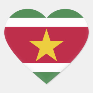 Surinam Flagga Hjärtformat Klistermärke