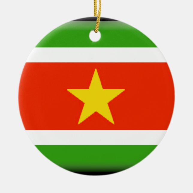 Surinam flagga julgransprydnad keramik (Framsidan)