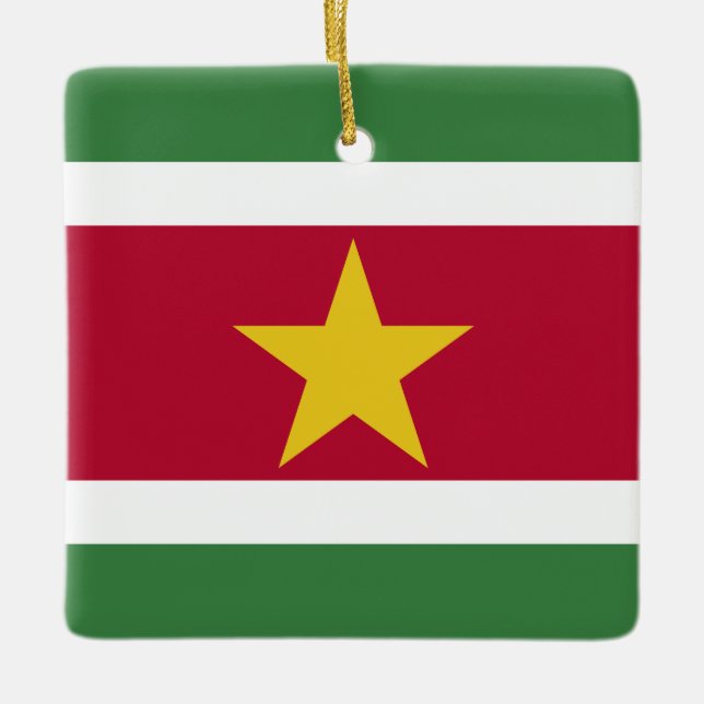 Surinam Flagga Julgransprydnad Keramik (Framsida)