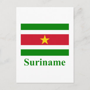 Surinam Flagga med Namn Vykort