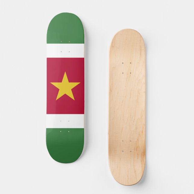 Surinam flagga mini skateboard bräda 18,5 cm (Framsida)