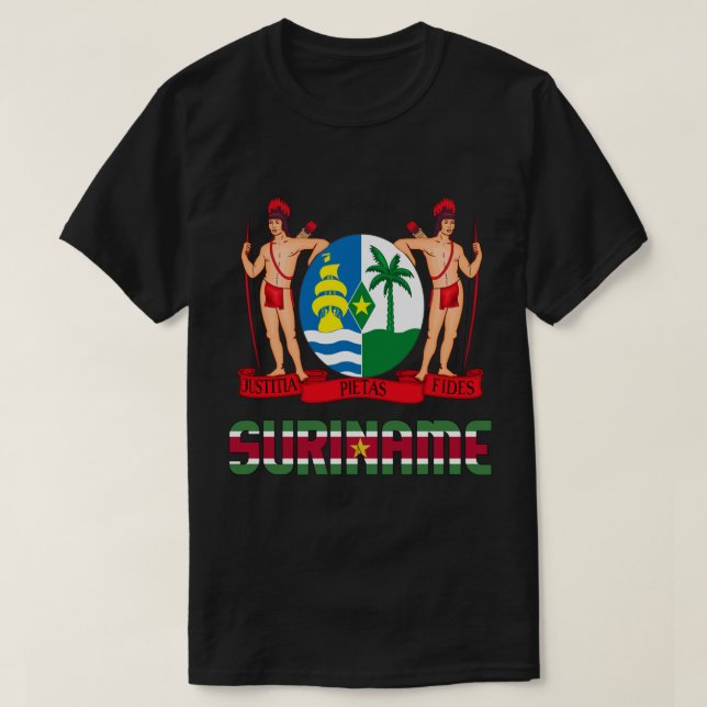 Surinam Flagga och Jacka av Arm Patriotic T Shirt (Design framsida)
