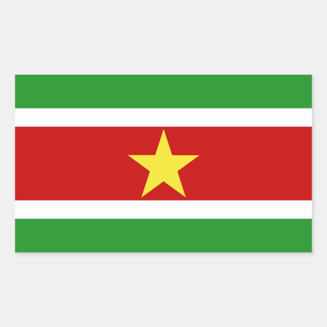Surinam Flagga | Rektangulärt Klistermärke (Framsida)