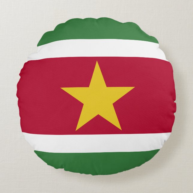 Surinam Flagga Rund Kudde (Framsidan)