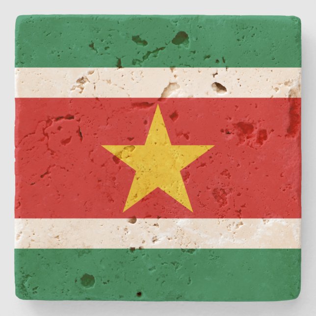 Surinam Flagga Stenunderlägg (Framsidan)