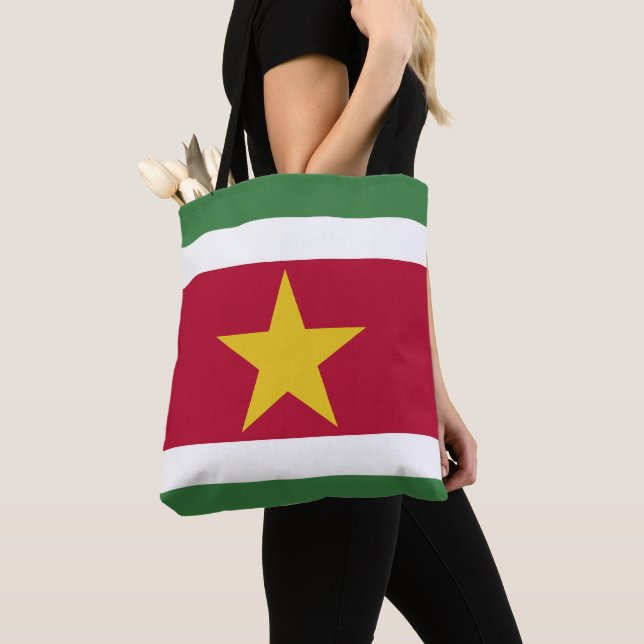 Surinam flagga tygkasse (Närbild)