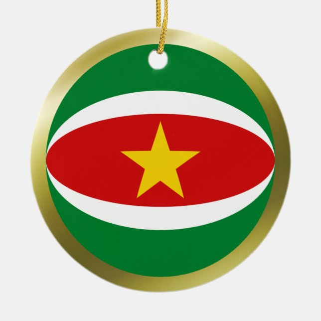Surinam flaggaprydnad julgransprydnad keramik (Framsidan)